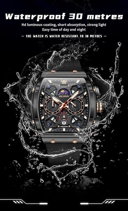 Mens Watches Stylish Chronograph Waterproof Luminous Silicon Strap Multifunction Watches for Men Business White Men Wrist Watch