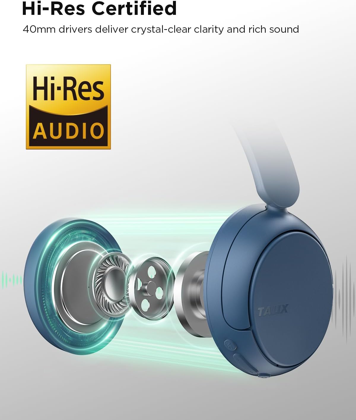 Hybrid Active Noise Cancelling Headphones, Wireless Over-Ear Bluetooth Headphones, 110H Playtime, Hi-Res Audio, Bass Boost, Clear Calls, Comfortable Fit, Bluetooth 6.0 Headset