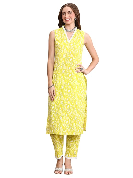 Women's Cotton Ethnic Co-Ord Set | Kurta Pant Set | Stylish Cotton Suit Set for Women