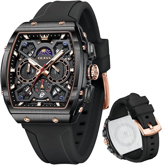 Mens Watches Stylish Chronograph Waterproof Luminous Silicon Strap Multifunction Watches for Men Business White Men Wrist Watch