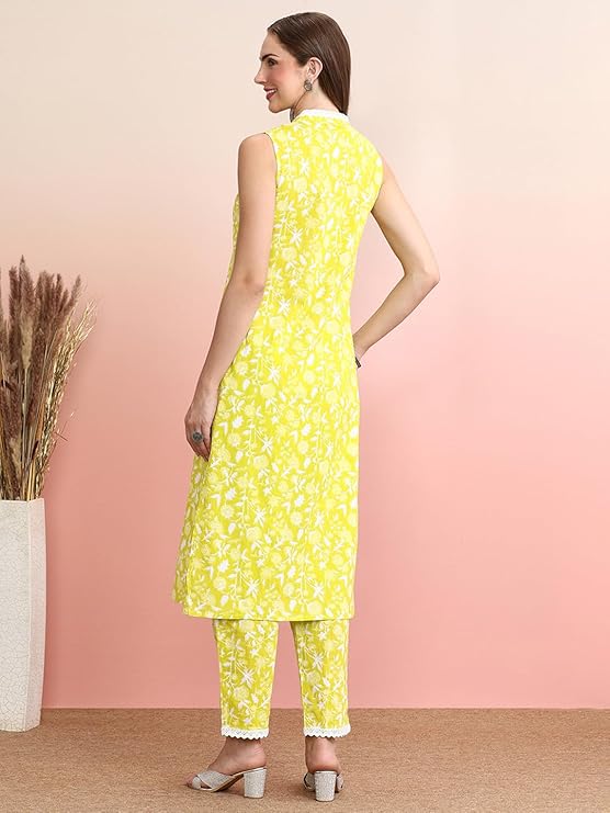Women's Cotton Ethnic Co-Ord Set | Kurta Pant Set | Stylish Cotton Suit Set for Women