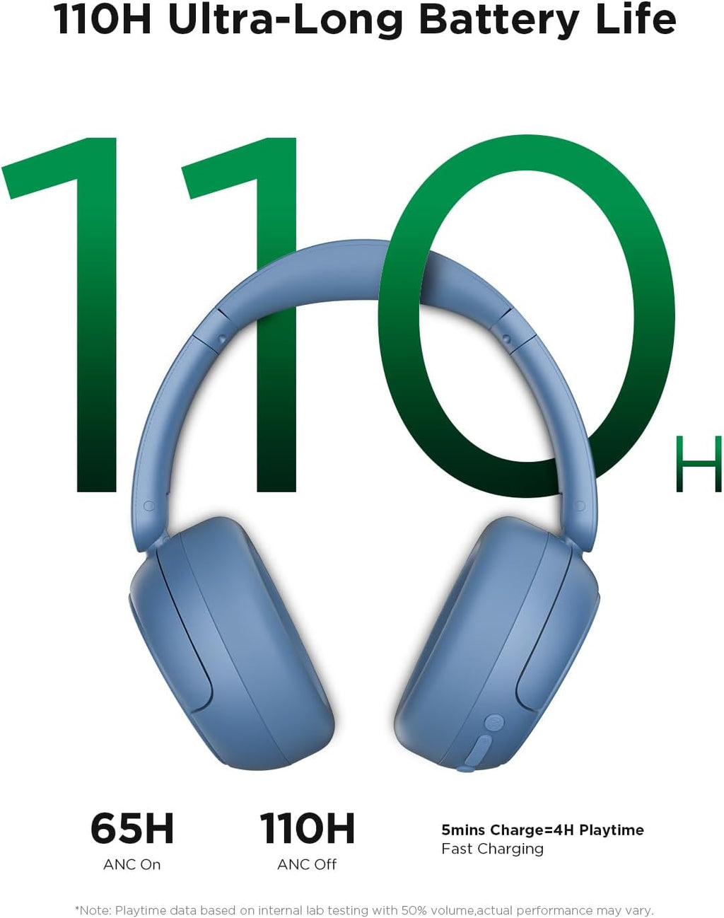 Hybrid Active Noise Cancelling Headphones, Wireless Over-Ear Bluetooth Headphones, 110H Playtime, Hi-Res Audio, Bass Boost, Clear Calls, Comfortable Fit, Bluetooth 6.0 Headset