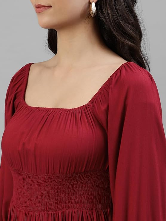 Women's Solid Rayon A-Line Maxi Dress for Woman Festive Fancy | Casual Trending Stylish Long One Piece Dresses Women Western