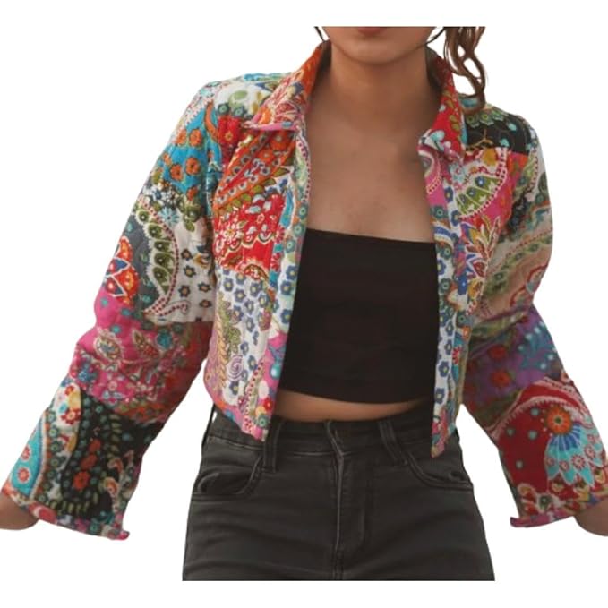 Women's Pink Variant Floral Printed Cotton Stylish One Piece Party Casual Wear Flowers Galore Reversible Quilted Jacket