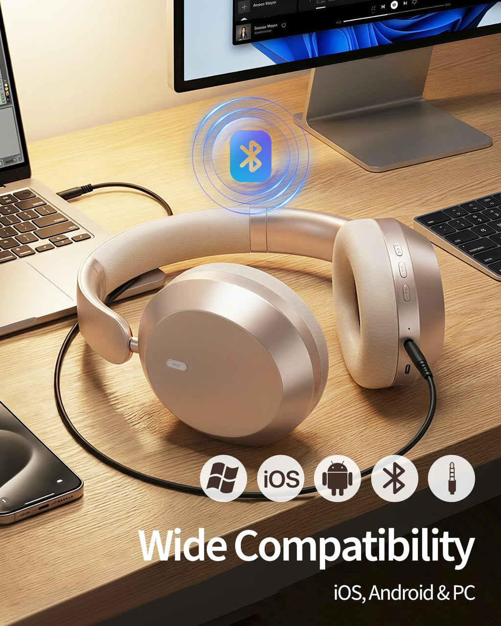 Wireless Over-Ear Bluetooth Headphones (Model : BAD9000)
