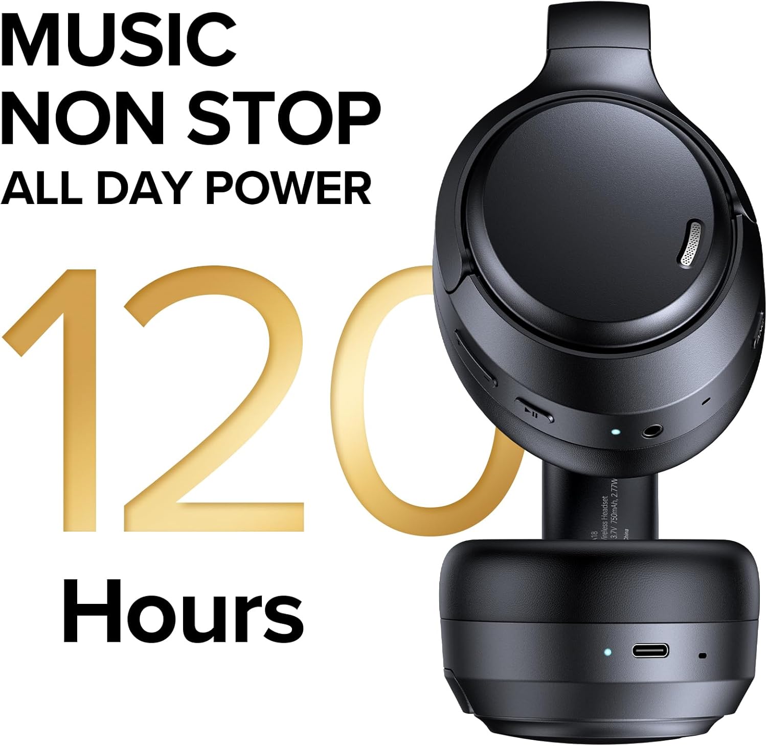 Active Noise Cancelling Headphones 120H Long Playtime, 6 ENC Mic, Wireless Over-Ear Bluetooth 6.0 Headphones,Hi-Res Audio, Memory Foam Earcup, Transparency Mode ANC Headphone for Travel Office