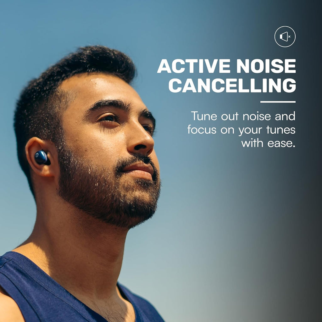 Fitness Bluetooth Wireless Earbuds + Microphone with Active Noise Canceling, Sweat & Water-Resistant Earphones, Running Headphones, Ear Buds Wireless Bluetooth 56 Hours Playtime