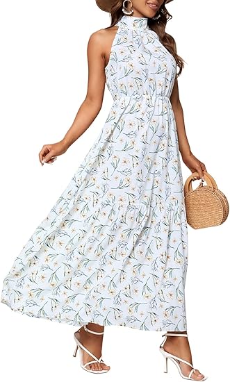 Women’s Casual Sleeveless Long Maxi Dress Flowy Loose Ruffle Sundress