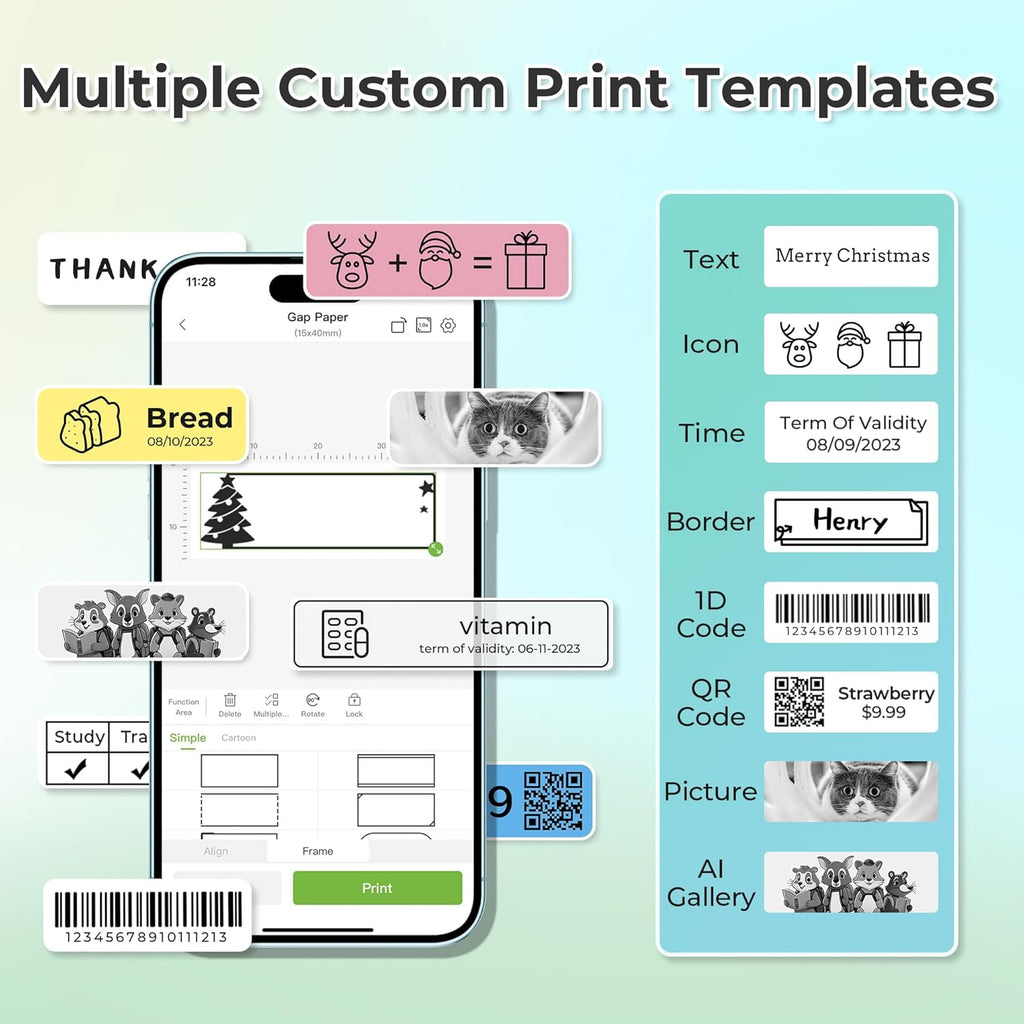 Label Maker Machine with Tape, P21 Bluetooth Label Printer, Wireless Mini Label Makers with Multiple Templates for School Office Home, White