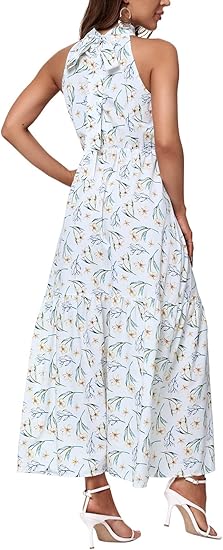 Women’s Casual Sleeveless Long Maxi Dress Flowy Loose Ruffle Sundress