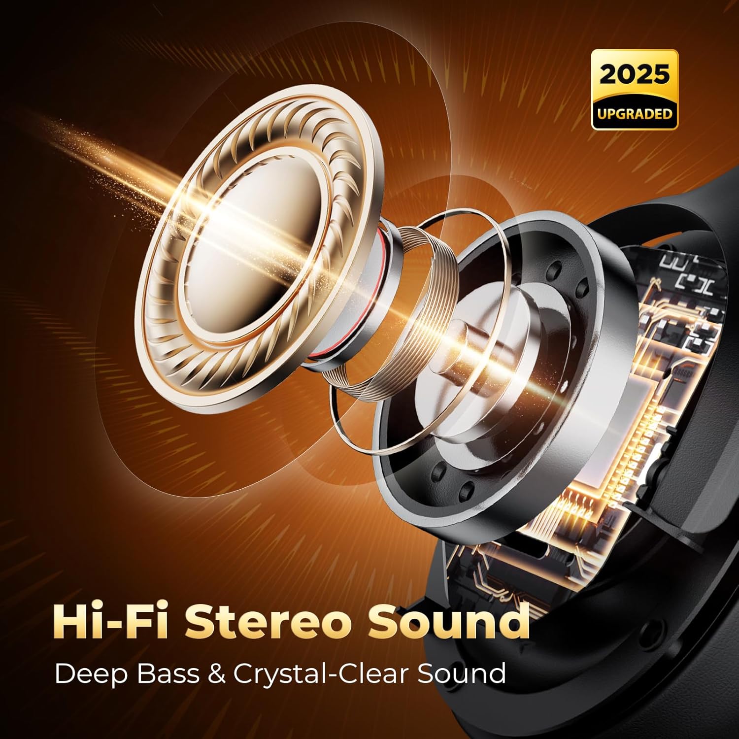 Active Noise Cancelling Headphones, Upgraded Wireless Bluetooth Headphones Over Ear with ENC Mic, HiFi Stereo Deep Bass, Noise Canceling Headphones Lightweight, BT 5.4, for Travel/Office/Home