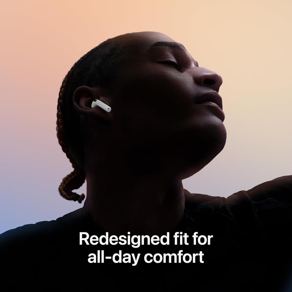 AirPods 4 Wireless Earbuds, Bluetooth Headphones, Personalised Spatial Audio, Sweat and Water Resistant, USB-C Charging Case, H2 Chip, Up to 30 Hours of Battery Life, Effortless Setup for iPhone