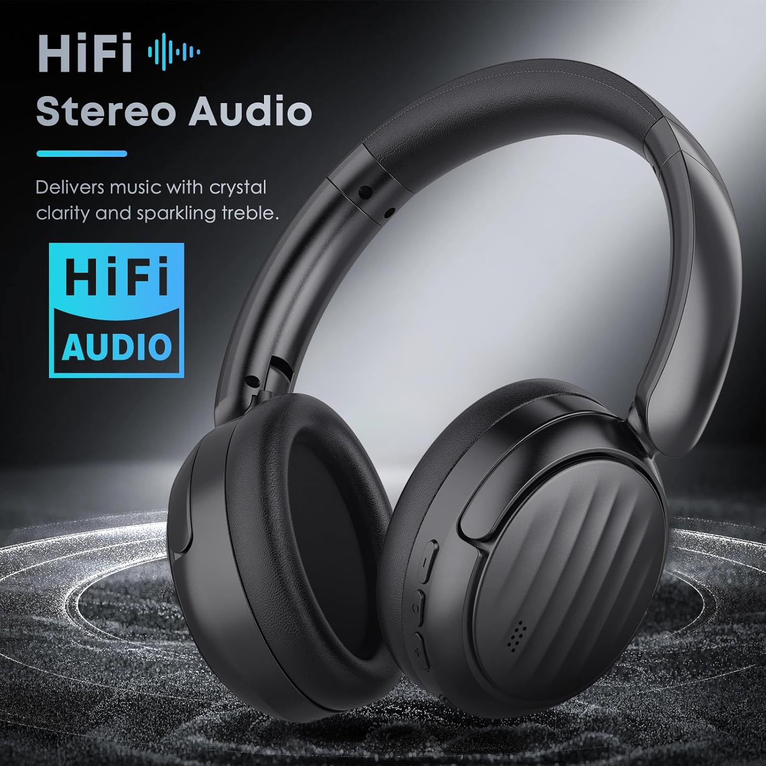 Bluetooth Headphones with Active Noise Cancelling (ANC), Wireless Over Ear Bluetooth Headsets with 35H Playtime, HiFi Stereo Foldable Headphones with Foam Ear Cups for Sports, Travel