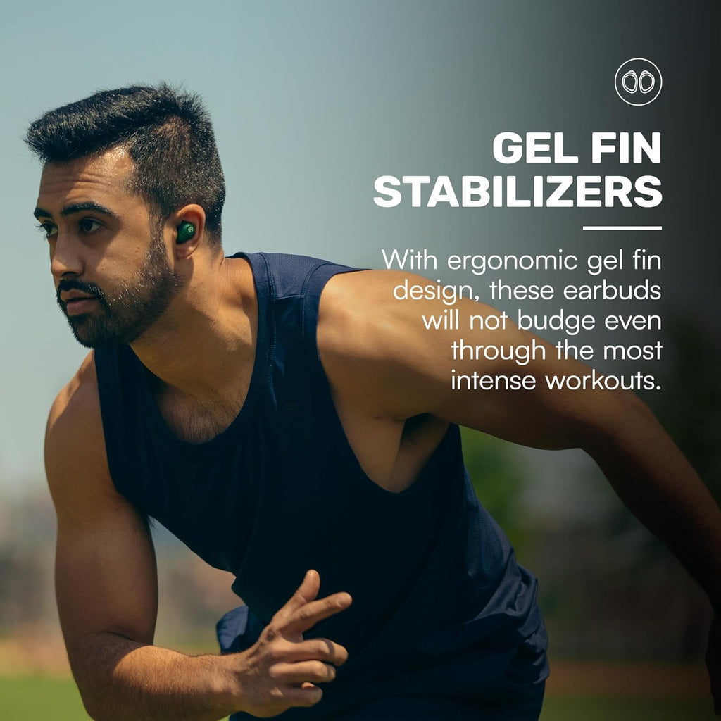 Fitness Bluetooth Wireless Earbuds + Microphone with Active Noise Canceling, Sweat & Water-Resistant Earphones, Running Headphones, Ear Buds Wireless Bluetooth 56 Hours Playtime