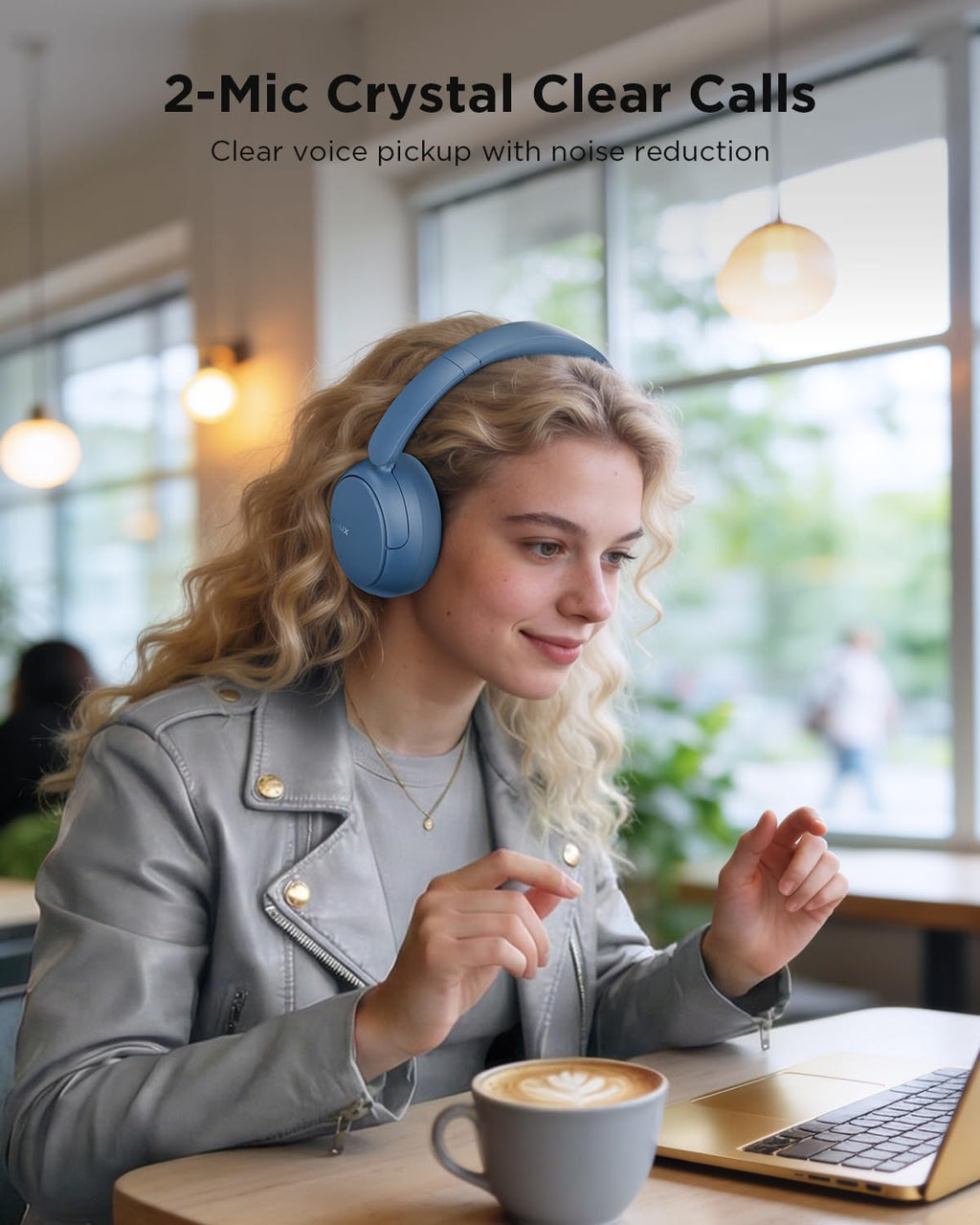 Hybrid Active Noise Cancelling Headphones, Wireless Over-Ear Bluetooth Headphones, 110H Playtime, Hi-Res Audio, Bass Boost, Clear Calls, Comfortable Fit, Bluetooth 6.0 Headset