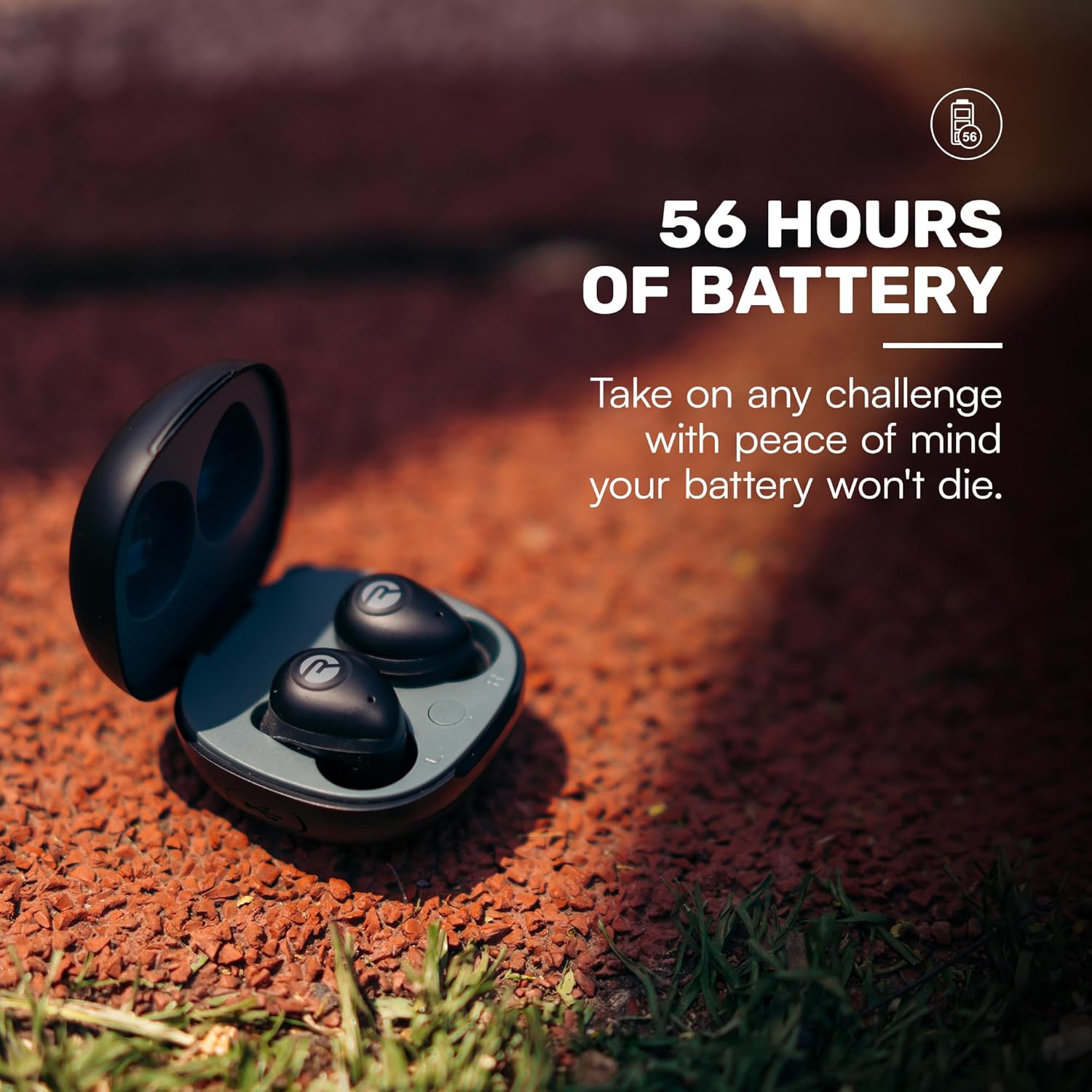 Fitness Bluetooth Wireless Earbuds + Microphone with Active Noise Canceling, Sweat & Water-Resistant Earphones, Running Headphones, Ear Buds Wireless Bluetooth 56 Hours Playtime