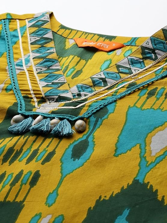 Women's Straight Pure Cotton Geometric Printed Kurta & Pant with Dupatta Set