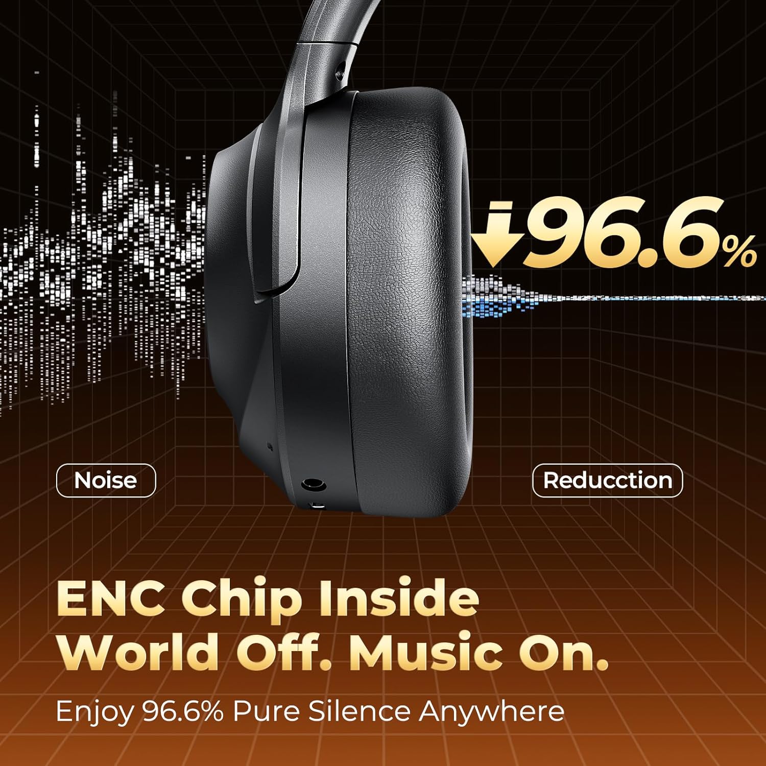 Active Noise Cancelling Headphones, Upgraded Wireless Bluetooth Headphones Over Ear with ENC Mic, HiFi Stereo Deep Bass, Noise Canceling Headphones Lightweight, BT 5.4, for Travel/Office/Home