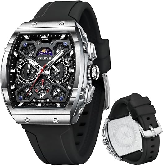 Mens Watches Stylish Chronograph Waterproof Luminous Silicon Strap Multifunction Watches for Men Business White Men Wrist Watch