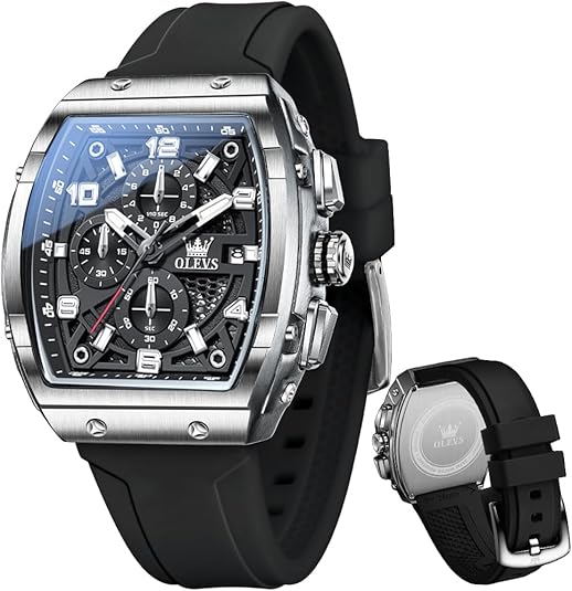 Mens Watches Stylish Chronograph Waterproof Luminous Silicon Strap Multifunction Watches for Men Business White Men Wrist Watch