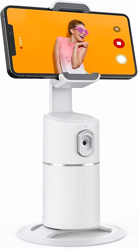 Auto Face Tracking Phone Holder, No App Required, 360° Rotation Face Body Phone Tracking Tripod Smart Shooting Camera Mount for Live Vlog Streaming Video, Rechargeable Battery